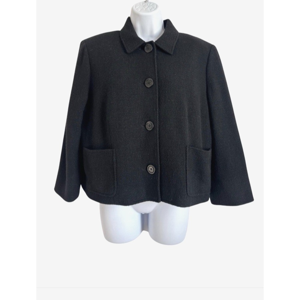 Women's Black Lauren Ralph Lauren Short Wool Blend Blazer - check measurements